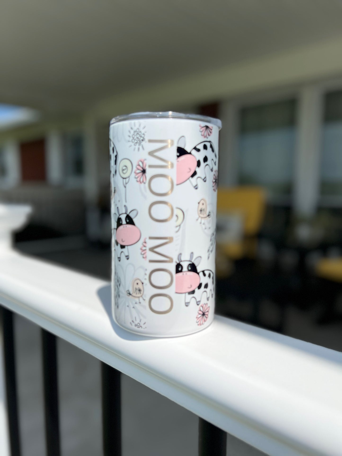 12 oz. Straight skinny tumbler with plastic straw