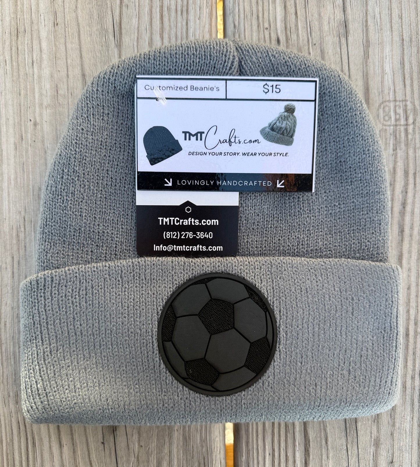 Beanie, Customized with embroidery or laser engraved leatherette patch