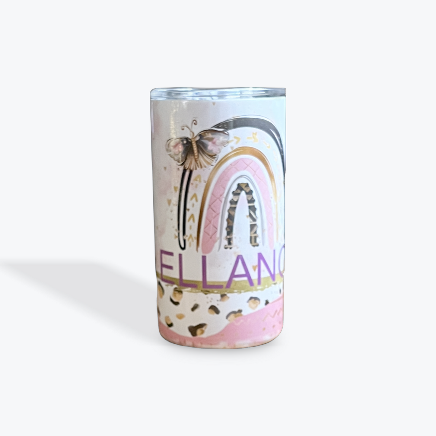 12 oz. Straight skinny tumbler with plastic straw