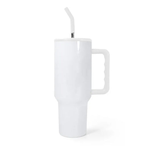 NEW! 40oz. White Glossy Tumbler with white handle, Version 3