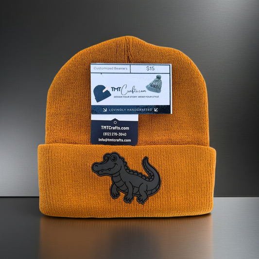 Beanie, Customized with embroidery or laser engraved leatherette patch