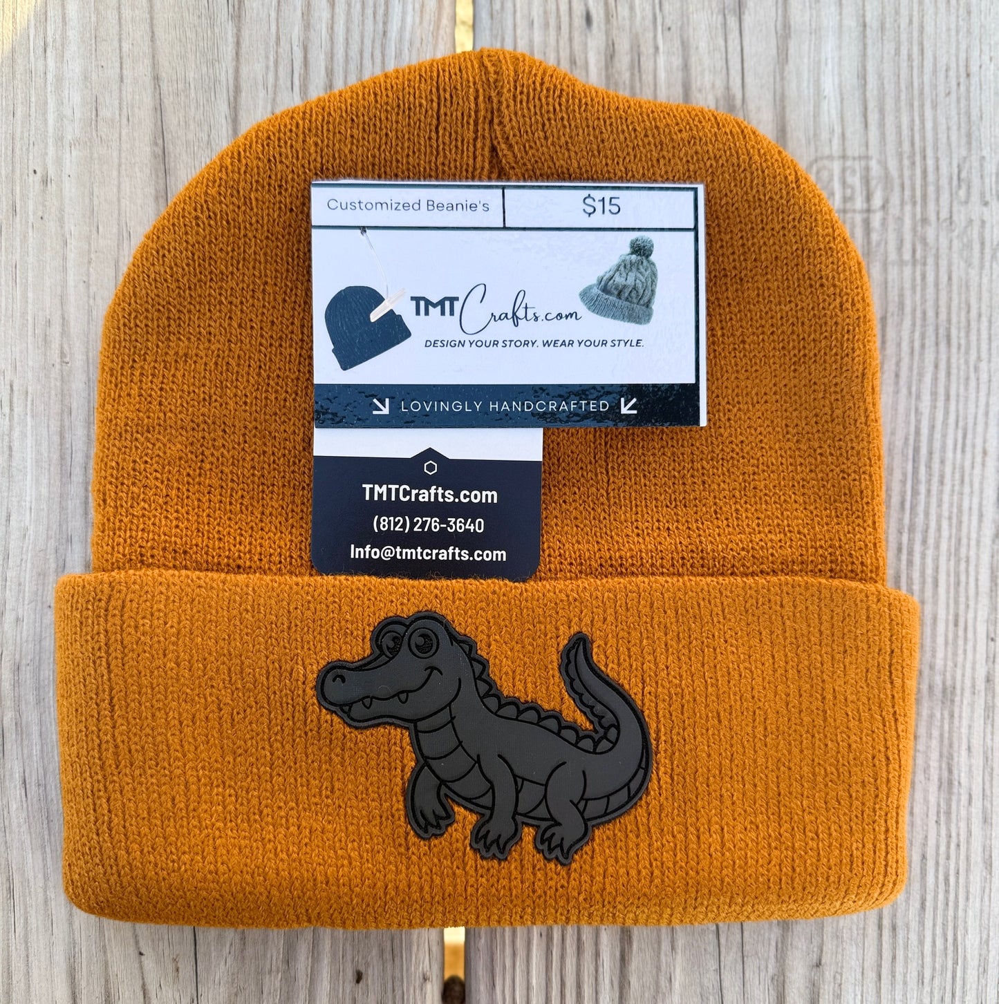Beanie, Customized with embroidery or laser engraved leatherette patch