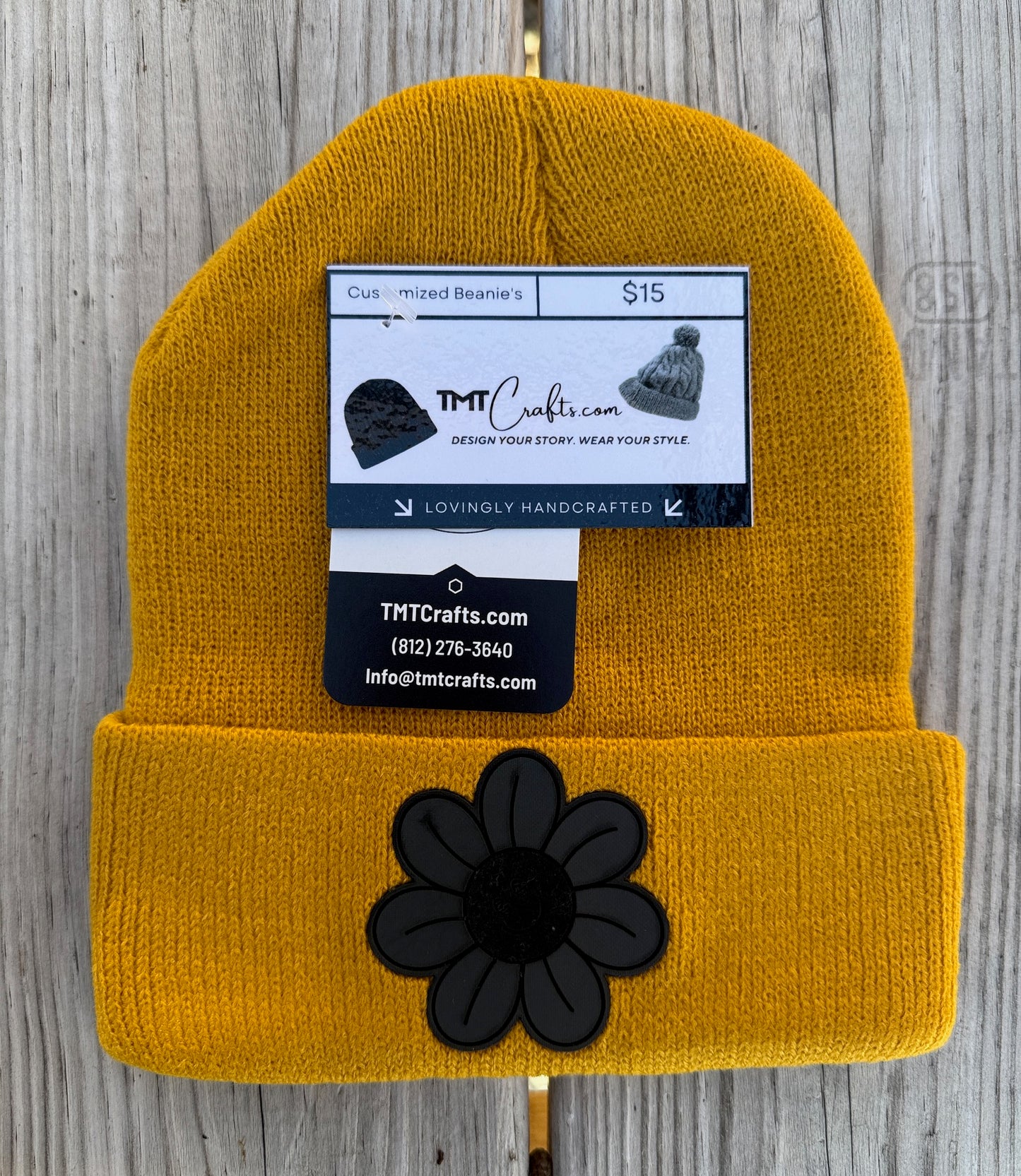 Beanie, Customized with embroidery or laser engraved leatherette patch