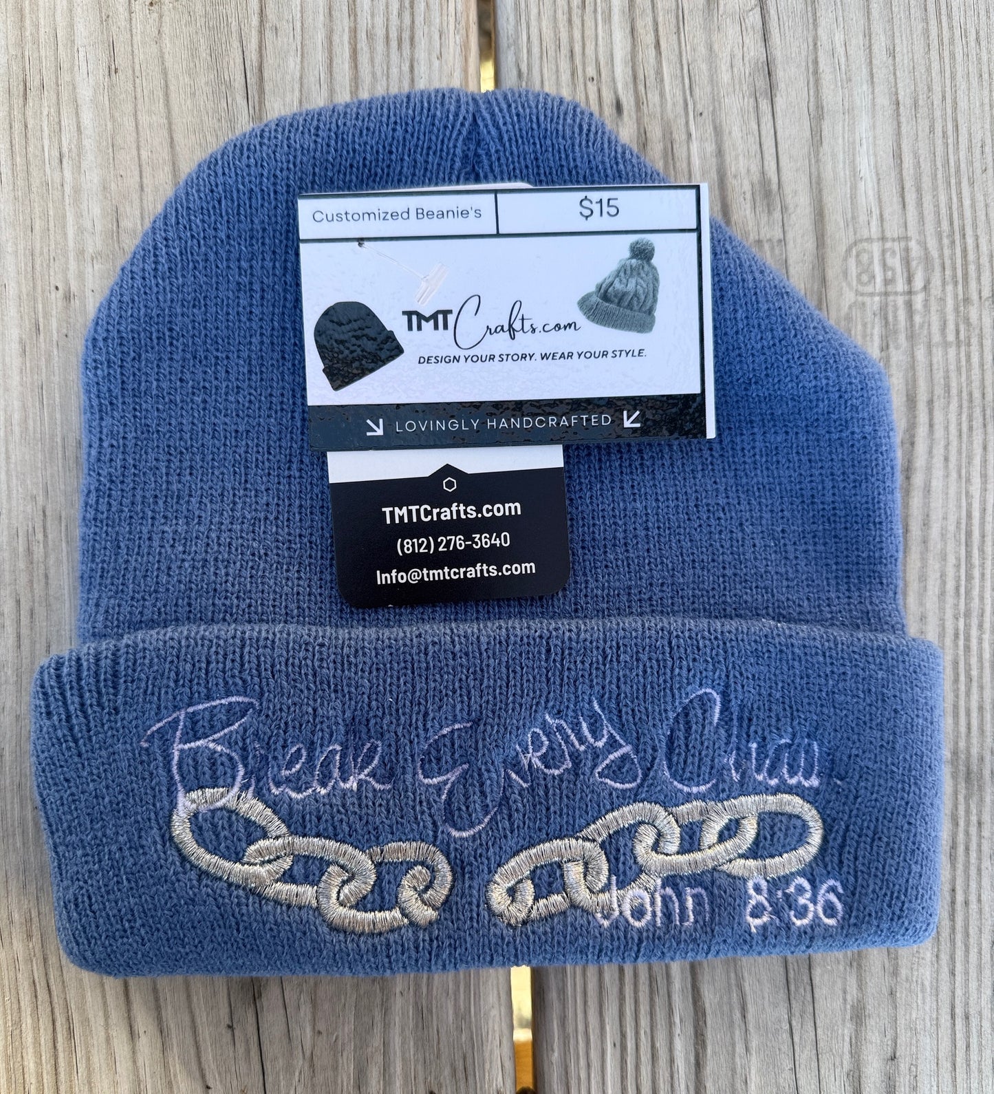 Beanie, Customized with embroidery or laser engraved leatherette patch