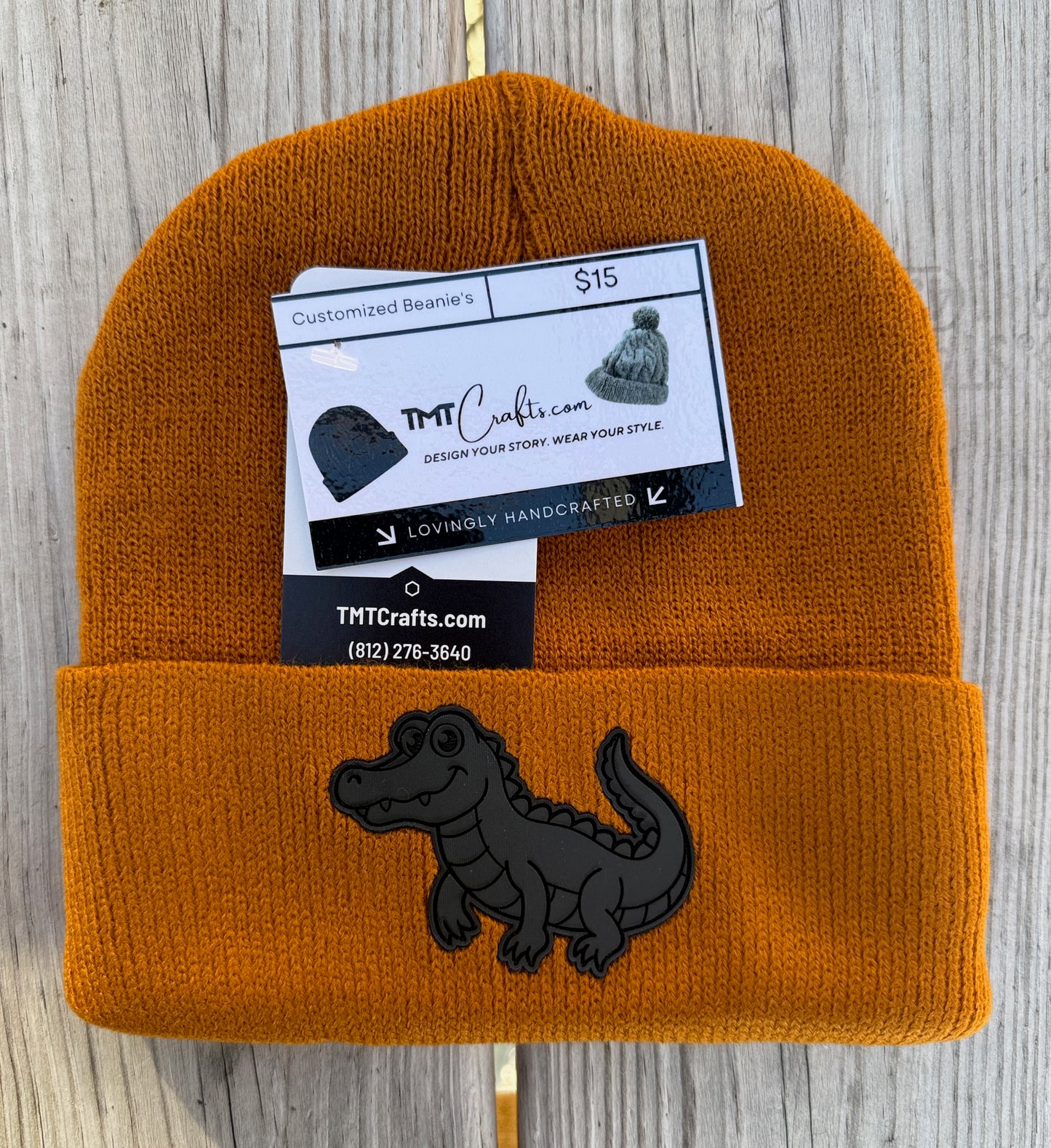 Beanie, Customized with embroidery or laser engraved leatherette patch